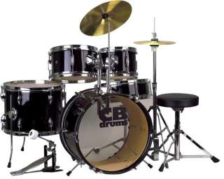 CB Complete Junior Drum Set Black 5 Pc Jr Kit   NEW  