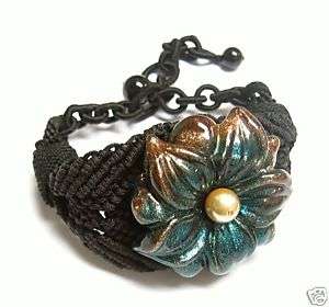 Chinese HAND KNOTTED SILK PENDANT CORD BRACELET Black  