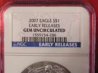  Silver American Eagle NGC ~ GEM UNCIRCULATED ~ EARLY RELEASE BLUE 