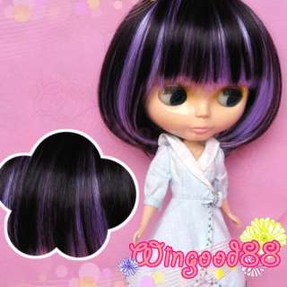 Blythe Doll Hair Wig Purple & Brown Bob Highlight Short  