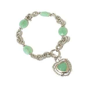  Aventurine Heart Tiffany Style Rope Link Bracelet: Jewelry