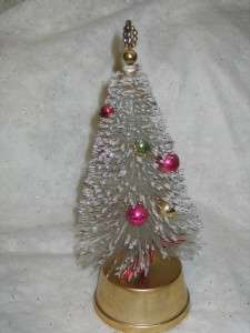Vintage Christmas Decorated Musical Bottle Brush Tree  