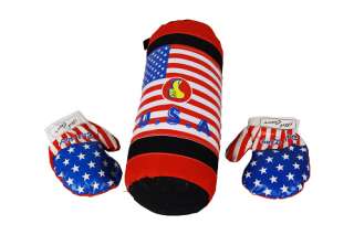 Kids USA Flag Boxing Set Gloves Mitts Toy 16L x 6ø  