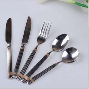    Kitchen Stainless Steel Fork and Knife Set of 5: Kitchen & Dining