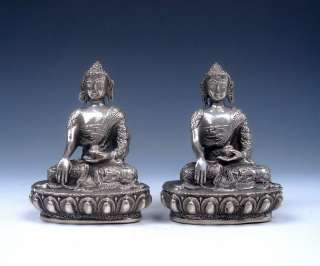   From U.S* Pair Silver Copper Crafted Tibetan Buddha Statues  