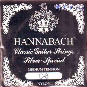 Hannabach Classical Guitar Medium Tension Nylon/Silver 8 String 