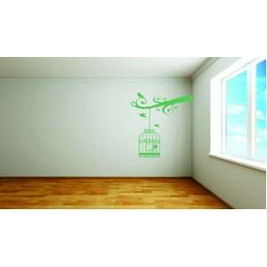  Removable Wall Decals  Green Hanging Bird Cage