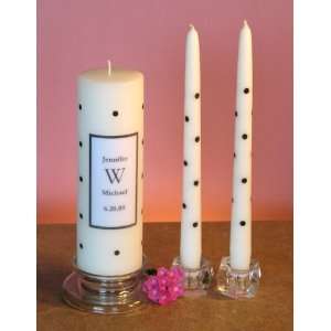  Black and White Polka Dot Wedding Unity Candles