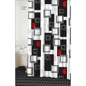  Urban Beat Shower Curtain (Black/White/Red/Grey)