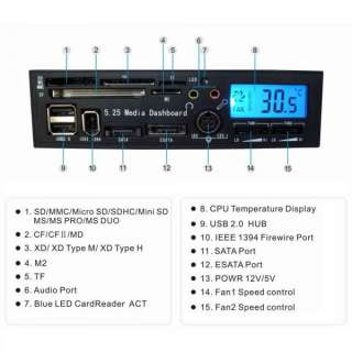 25 USB 2.0 Card Reader I/O Port All in 1 Speaker MIC  