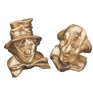 Cheerful and Sad Clowns Brass Bookends