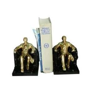    Pm Craftsman Lincoln In Chair Bookends Brass