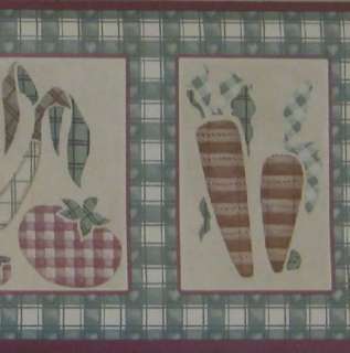 Kitchen Wallpaper Border Country Vegetables Checkered  
