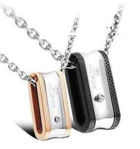 JN087 316L Stainless Steel Charming Love Pendant Engraved w/GEM Couple 