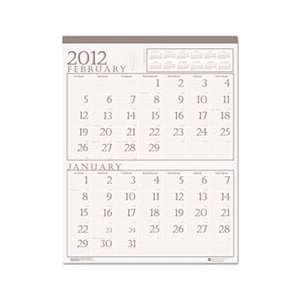  Two Months per Page Wall Calendar in Punched Leatherette 