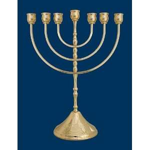 Seven Branch Menorah, Gold and Silver Plated 7 Branch Jewish Candle 