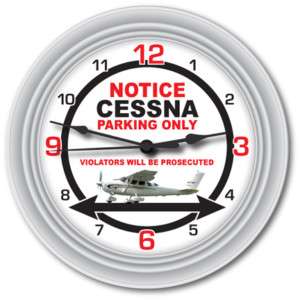 CESSNA AIRPLANE PARKING SIGN WALL CLOCK   GREAT GIFT  