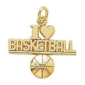   Rembrandt Charms I Love Basketball Charm, Gold Plated Silver Jewelry