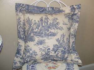 20 Waverly Blue Cream French Country Toile Cust Pillow  