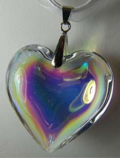 LARGE GLASS HEART PENDANT NECKLACE VARIETY NEW + BOX  