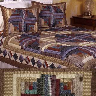    BEAUTIFUL LOG CABIN PATCHWORK BEDSPREAD OR XL QUEEN SIZE QUILT SET