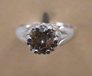   CARAT FANCY COLOR COGNAC DIAMOND SOLITAIRE ENGAGEMENT RING IN SILVER