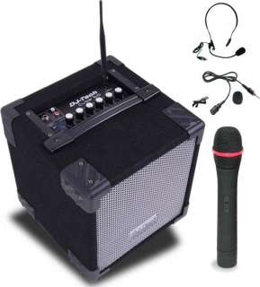 DJ TECH 50W Portable PA Speaker & 3 wireless MIC CUBE50  