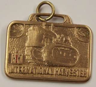 vintage International Harvester crawler brass key tab watch fob  