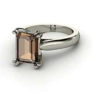    Julianne Ring, Emerald Cut Smoky Quartz Platinum Ring: Jewelry
