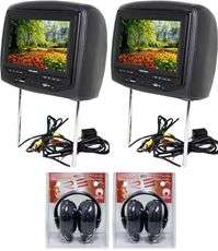 Power Acoustik HDVD 93BK 9 Black Dual DVD Headrest Car Monitors+2 