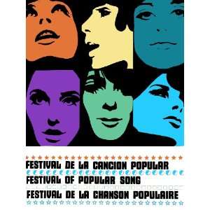  8x11 Poster. Faces. Festival of popular song. Colorful 