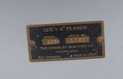 Vintage Kneisley Electric Co. K Line Model K2200 Planer 12 3/4 x 4 