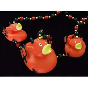  Devil Rubber Ducks Duckies Squeak Mardi Gras Beads New 