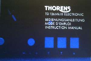 THORENS TD126 MKIII ELECTRONIC INSTRUCTION MANUAL BOUND  