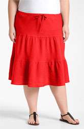 Allen Allen Tiered Linen Skirt (Plus) $58.00