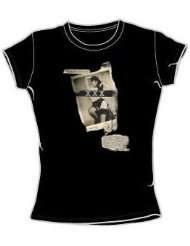 Betty Bettie Page NEWSPAPER AND LACE Black Juniors T shirt Tee Shirt