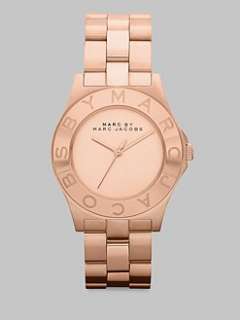 Marc by Marc Jacobs   Brushed Stainless Steel Logo Watch/Rose Goldtone