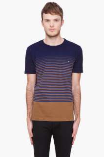 Paul Smith Jeans Navy & Brown Striped T shirt for men  