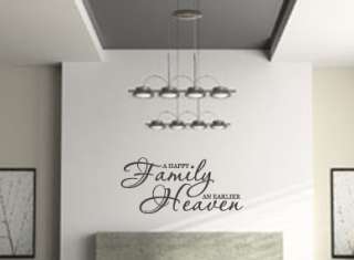 Happy Family, Earlier Heaven Vinyl Wall Lettering Quote  