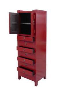 Red Lacquer Slim Drawers File Storage Cabinet s2863  