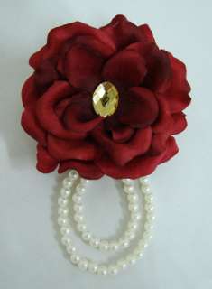 Red Rose Silk flower Hair Clip/Pin brooch  