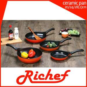 Richef shell ceramic Non stick fry pan cooking dine kitchen 20/24/28cm 