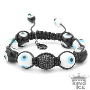  Black & White Evil Eye Disco Ball Bracelet Jewelry