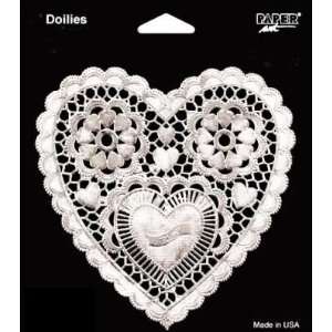  White Heart Paper Lace Doilies, 3 1/2 inch Health 