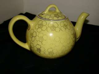   Hall China French Cadet 5 Cup Tea Pot Yellow/Gold Flower Teapot  