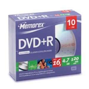  Memorex DVD+R 16X Slim Disc Pack   10 pk. Electronics
