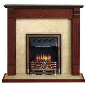  RW Belvedere Brass Electric Fireplace With Mahogany 