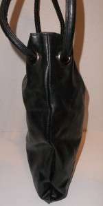   Parfums Black Faux Leather Purse Handbag Hobo Tote Shoulder Bag EUC