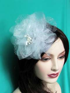   flower fascinator HairClip Hair Accessory White For Bride  