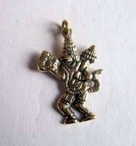 Monkey God Hanuman hand made brass pendant India Nepal  